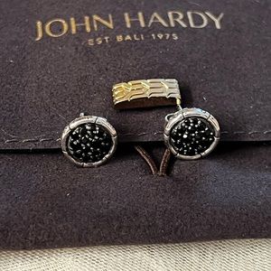 John Hardy Sterling Silver black spinel stones earrings